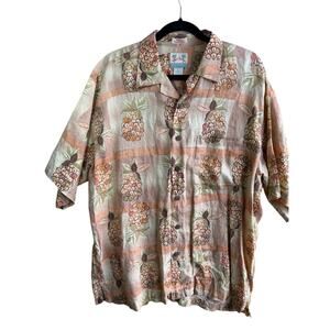 Vintage Reyn Spooner Men's Hawaiian Shirt Pineapple Print Button Front Large